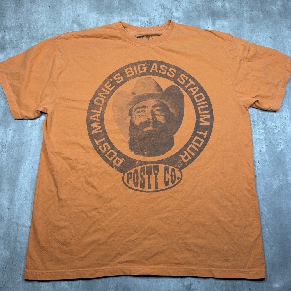 Posty Co Post Malone Big Ass Stadium Tour Graphic T-shirt Men XL Orange USA